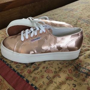 Rose gold/camo SuperGa platform sneakers
